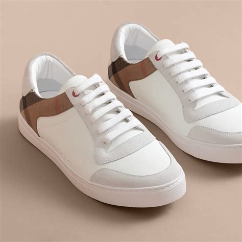 burberry leather and house check sneakers white|House Check and Leather Sneakers in Optic white .